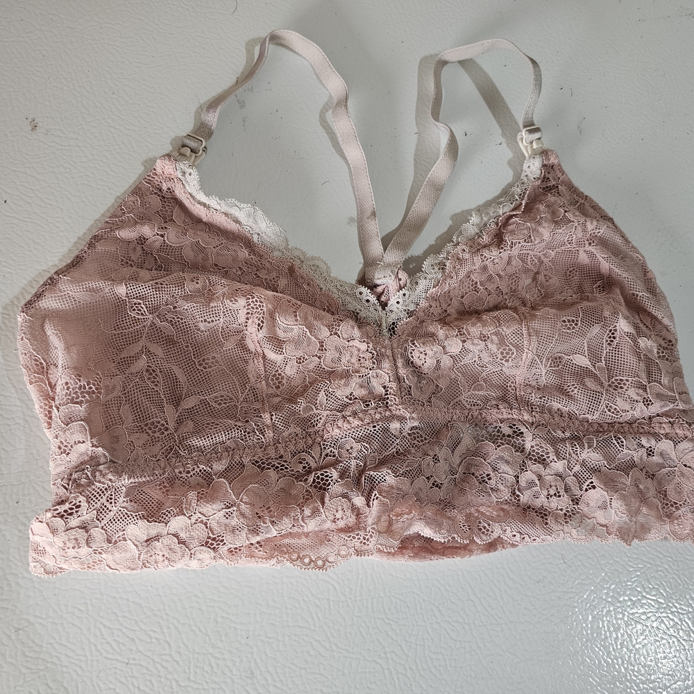 Motherhood Nursing Lace Bralette in Soft Pink